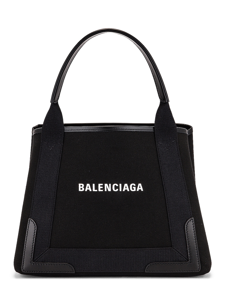 Balenciaga Small Navy Cabas Tote Bag in Black | FWRD