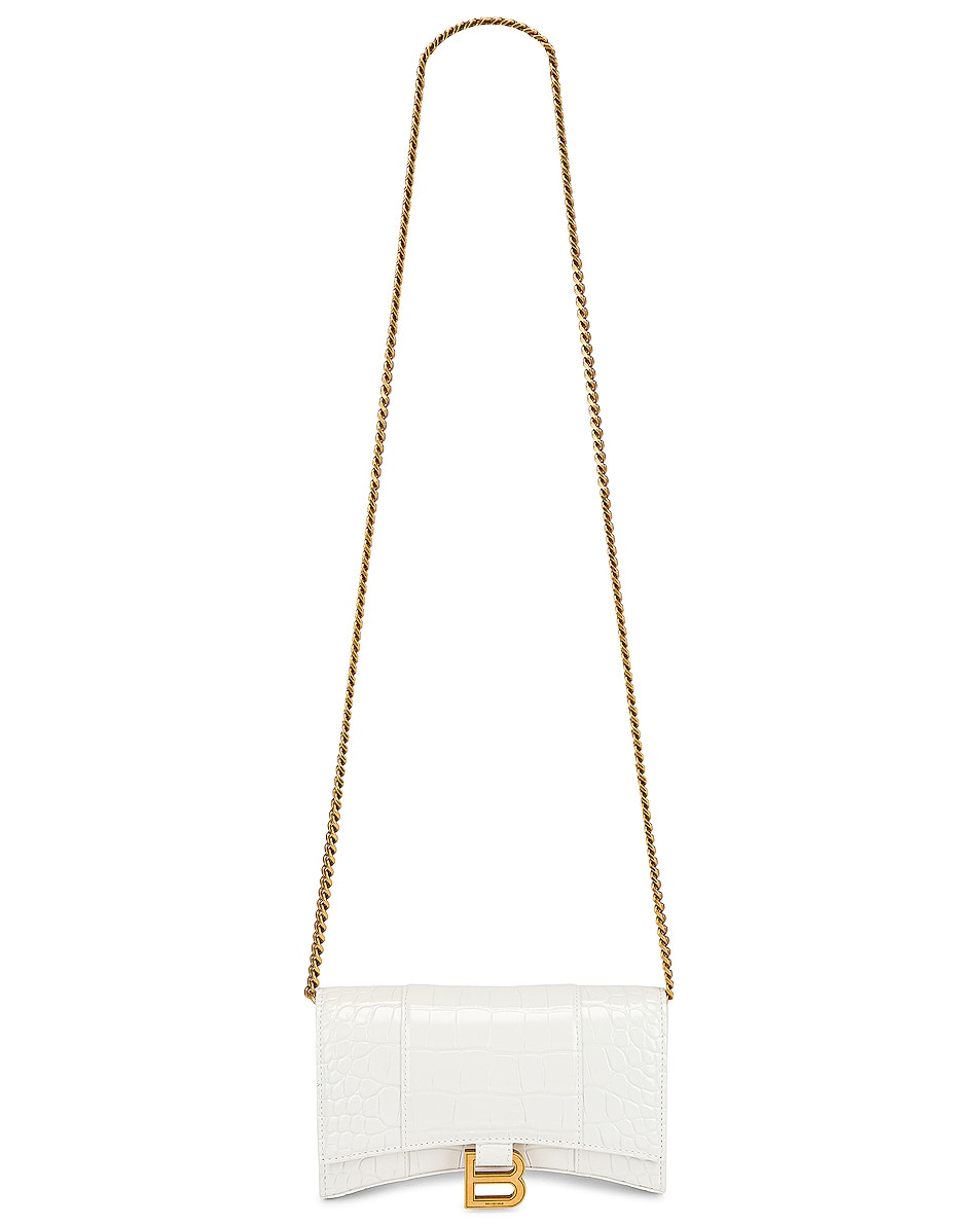 Image 1 of Balenciaga Hourglass Wallet on Chain Bag in White