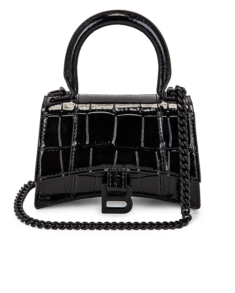 Balenciaga Mini Hourglass Top Handle Bag in Black | FWRD
