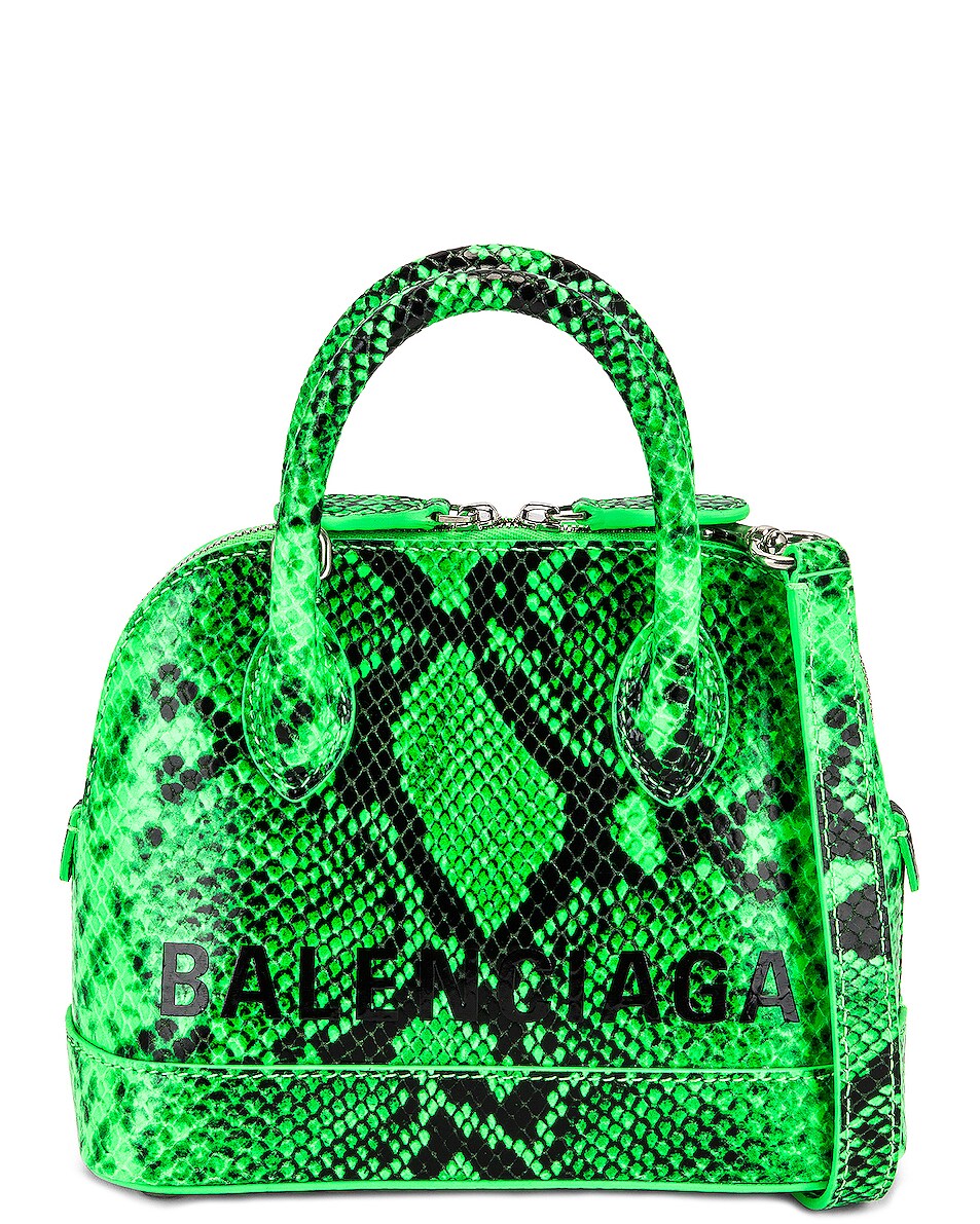 Image 1 of Balenciaga XXS Ville Top Handle Bag in Fluo Green & Black