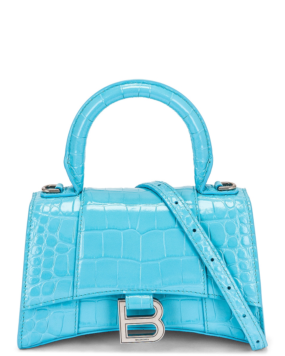Image 1 of Balenciaga XS Hourglass Top Handle Bag in Azur