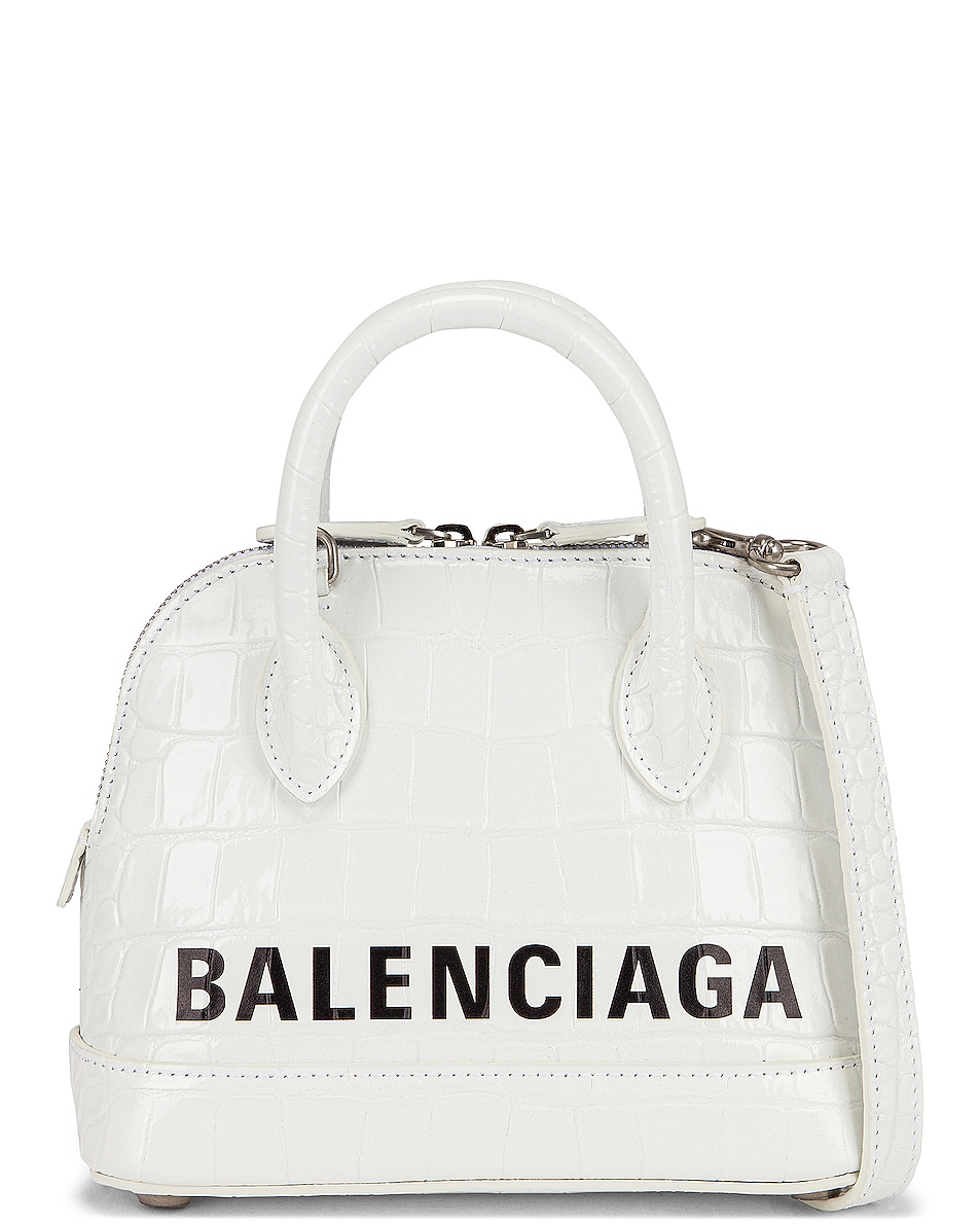 Image 1 of Balenciaga XXS Ville Top Handle Bag in Optic White & Black