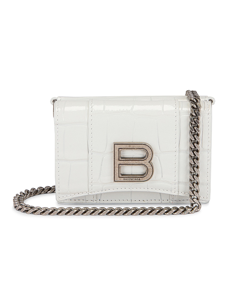 Image 1 of Balenciaga Mini Hourglass Wallet on Chain Bag in White