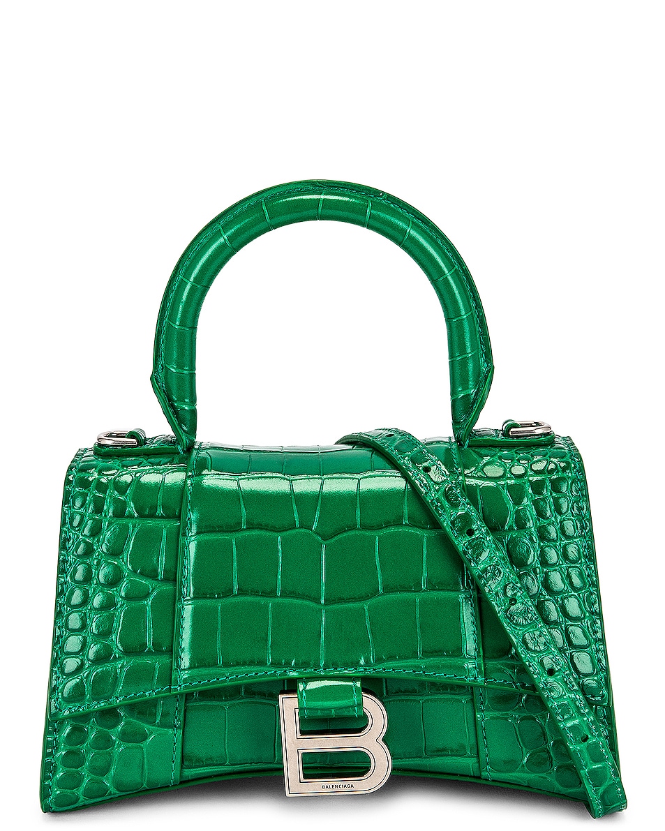 Image 1 of Balenciaga XS Hourglass Top Handle Bag in Grass Green