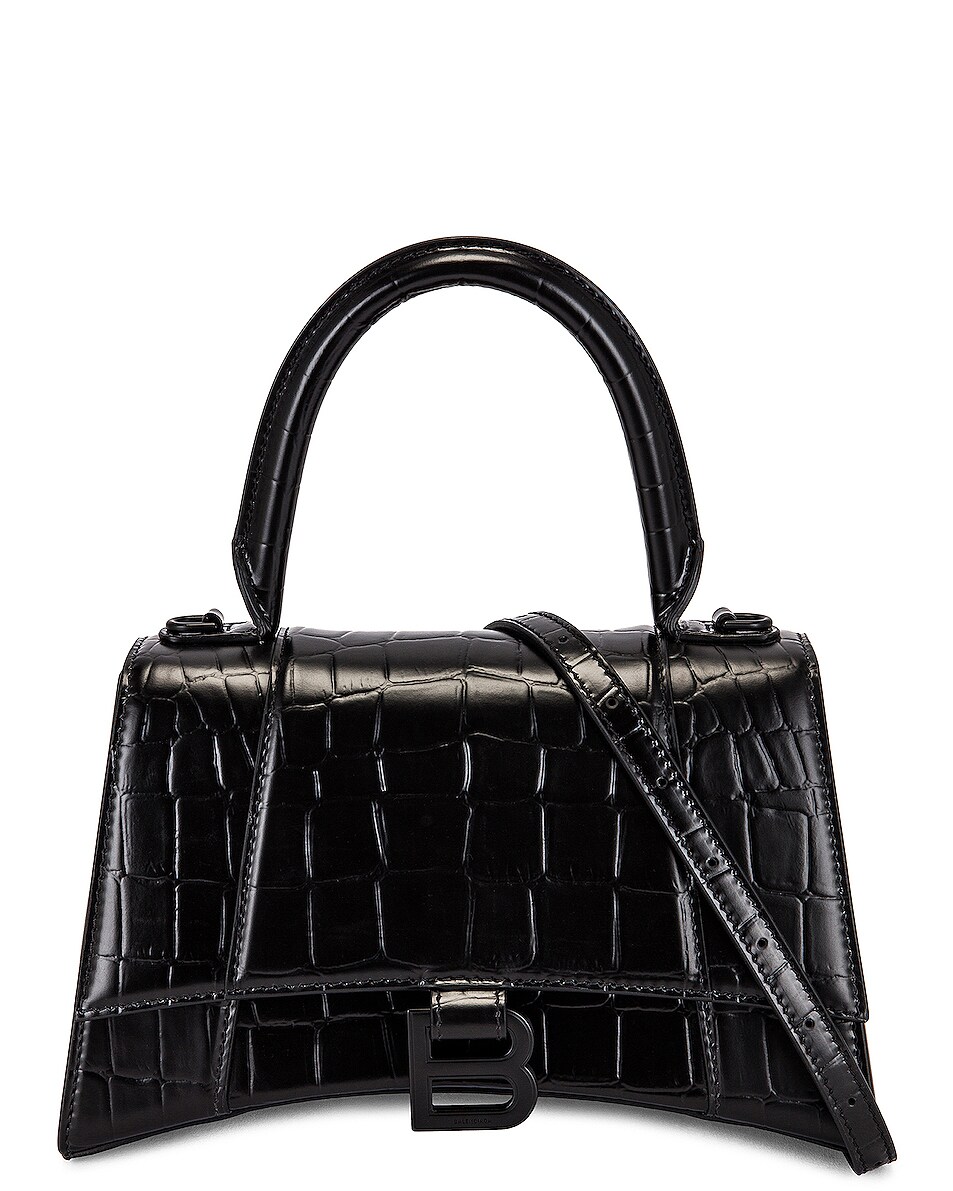 Image 1 of Balenciaga Small Hourglass Top Handle Bag in Black