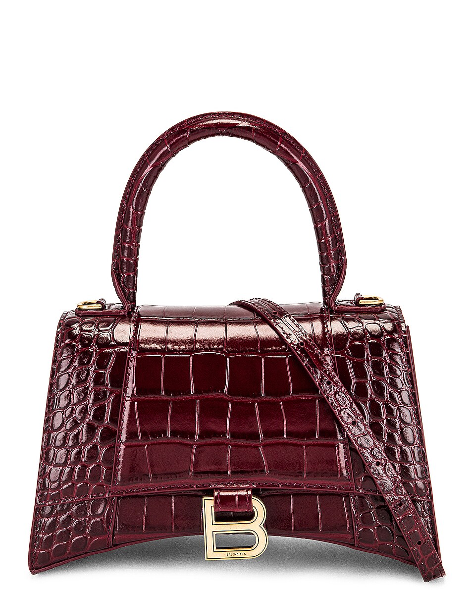 Image 1 of Balenciaga Small Hourglass Top Handle Bag in Dark Red