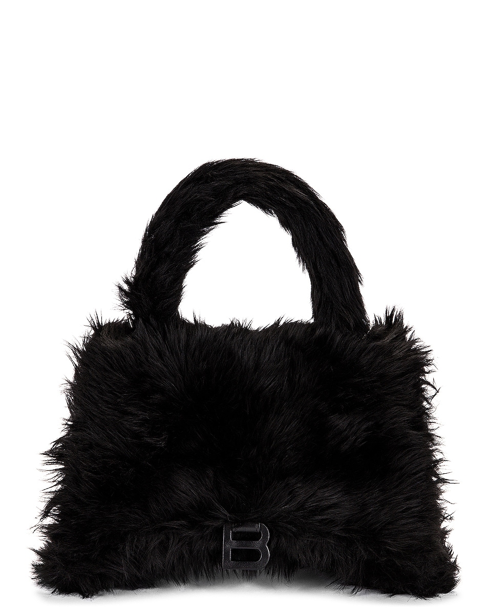 Image 1 of Balenciaga Fluffy Hourglass Top Handle Bag in Black