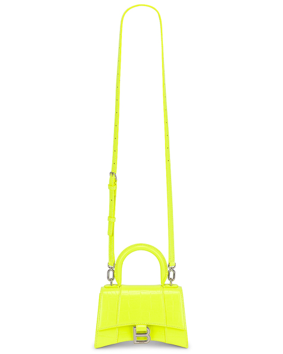 Image 1 of Balenciaga XS Hourglass Top Handle Bag in Fluo Yellow