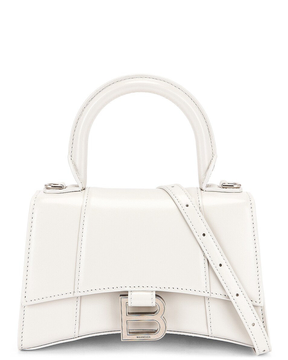 Image 1 of Balenciaga XS Hourglass Top Handle Bag in Chalky White