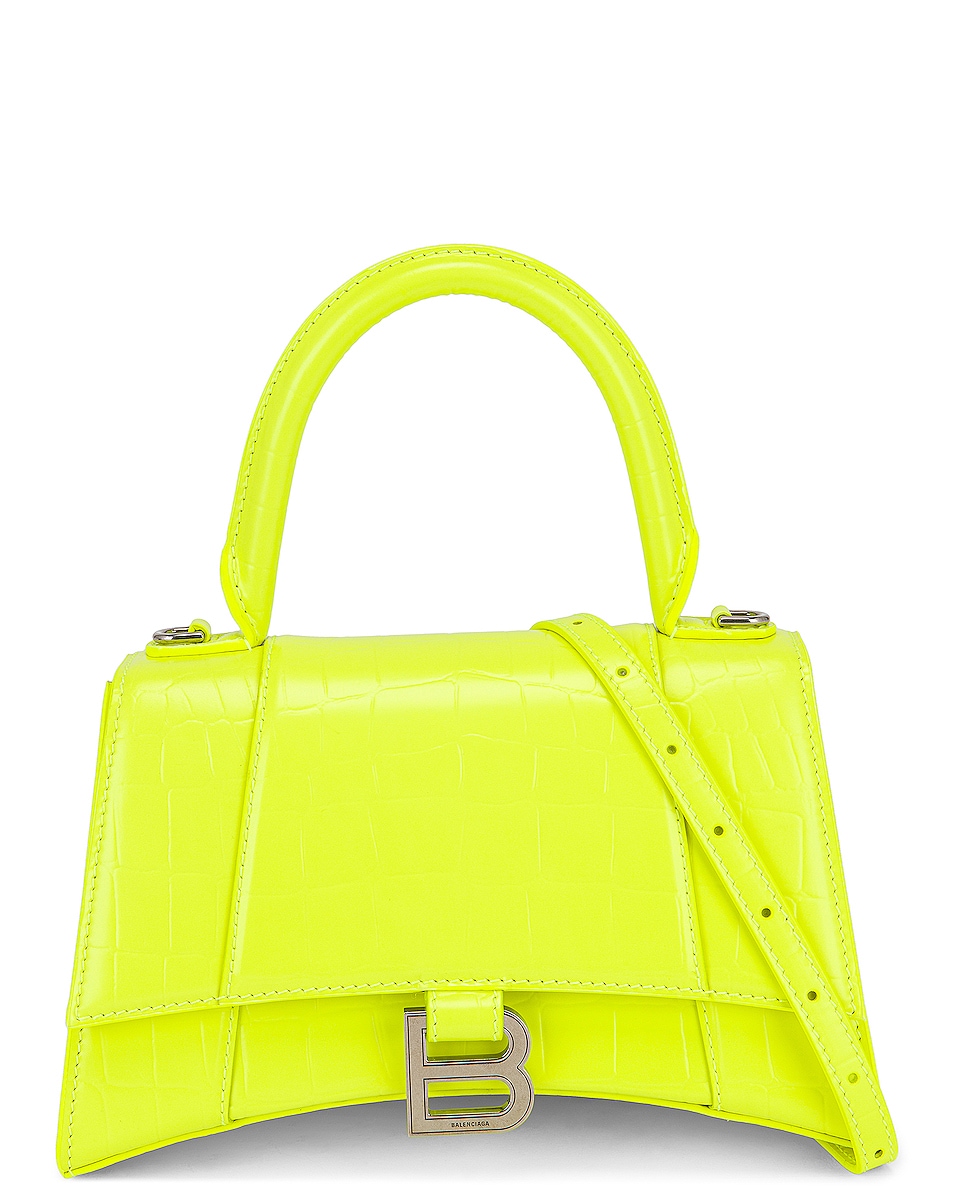 Image 1 of Balenciaga Small Hourglass Top Handle Bag in Fluo Yellow