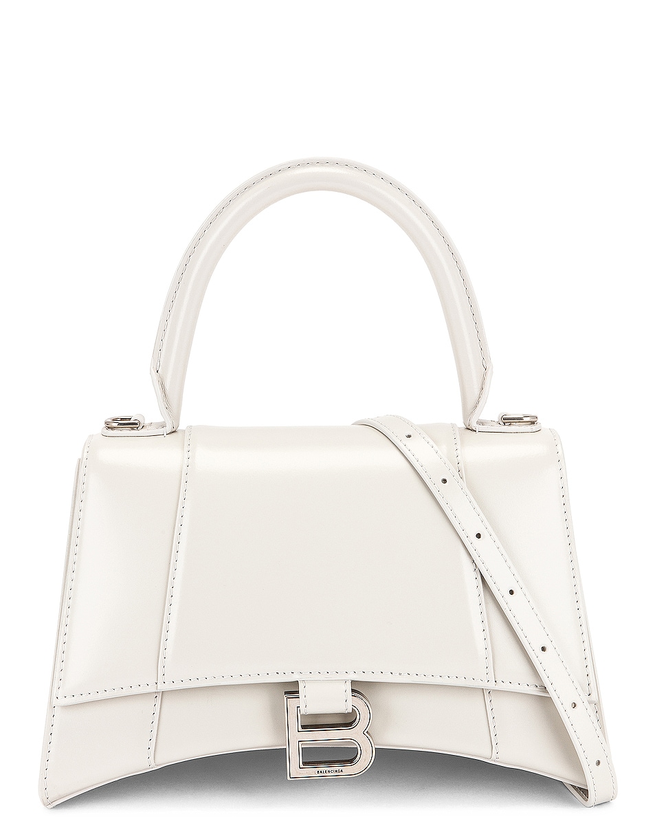 Image 1 of Balenciaga Small Hourglass Top Handle Bag in Chalky White