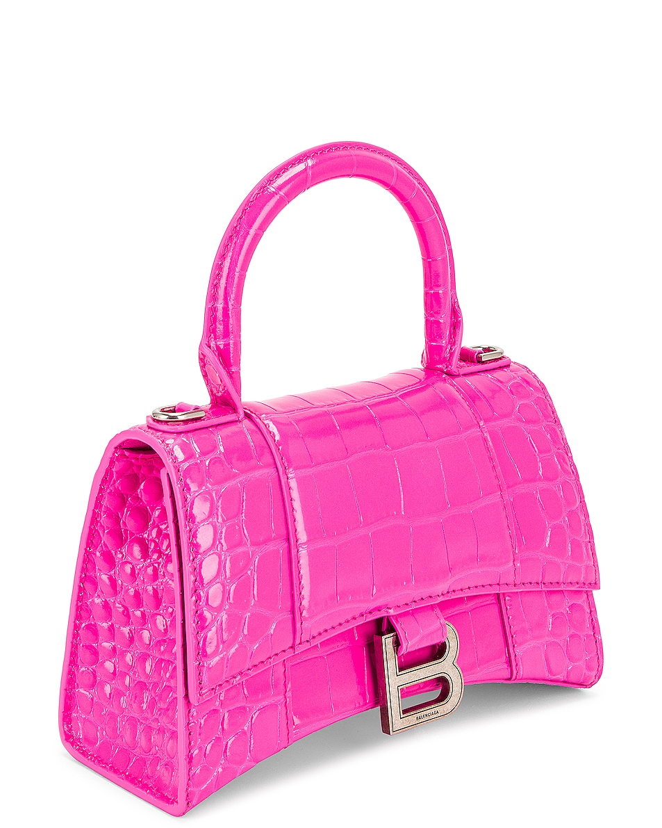 Balenciaga XS Hourglass Top Handle Bag in Neon Pink | FWRD