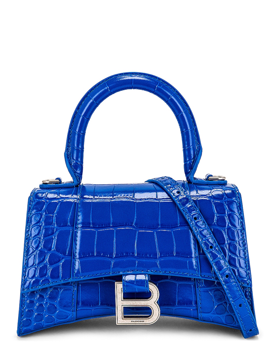 Image 1 of Balenciaga XS Hourglass Top Handle Bag in Royal Blue
