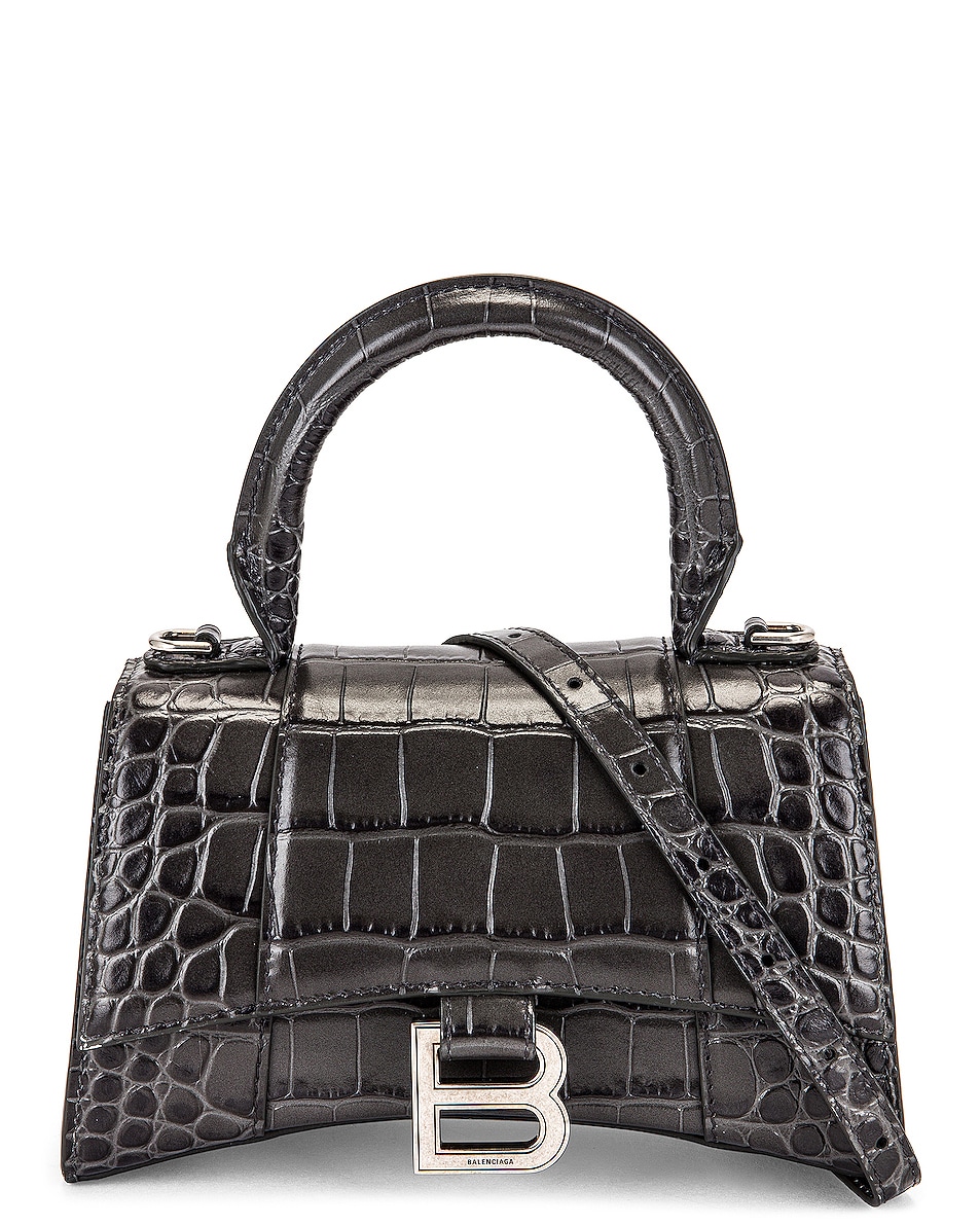 Image 1 of Balenciaga XS Hourglass Top Handle Bag in Dark Grey