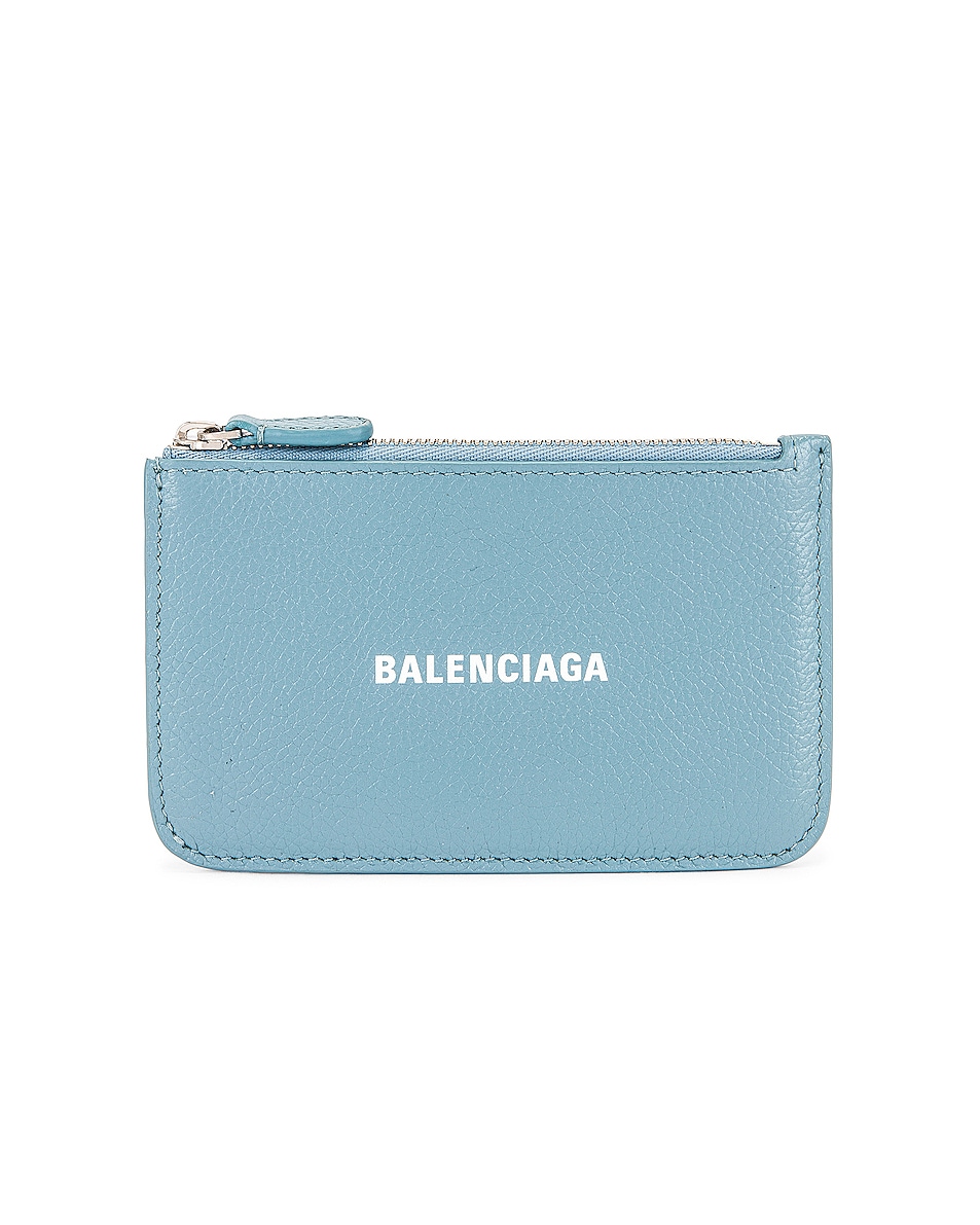 Image 1 of Balenciaga Cash Long Coin and Card Holder in Blue Grey & White