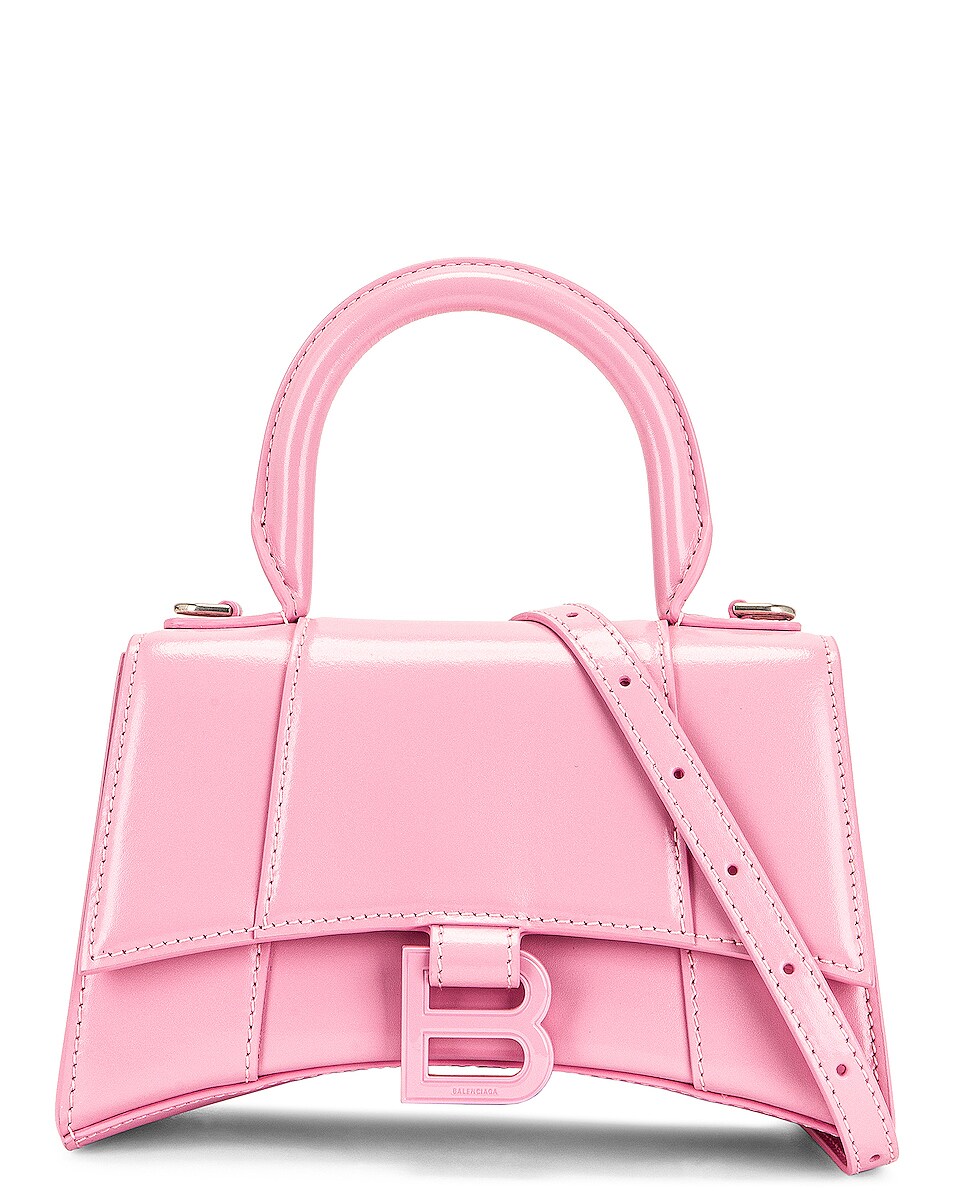 Image 1 of Balenciaga XS Hourglass Top Handle Bag in Candy Pink