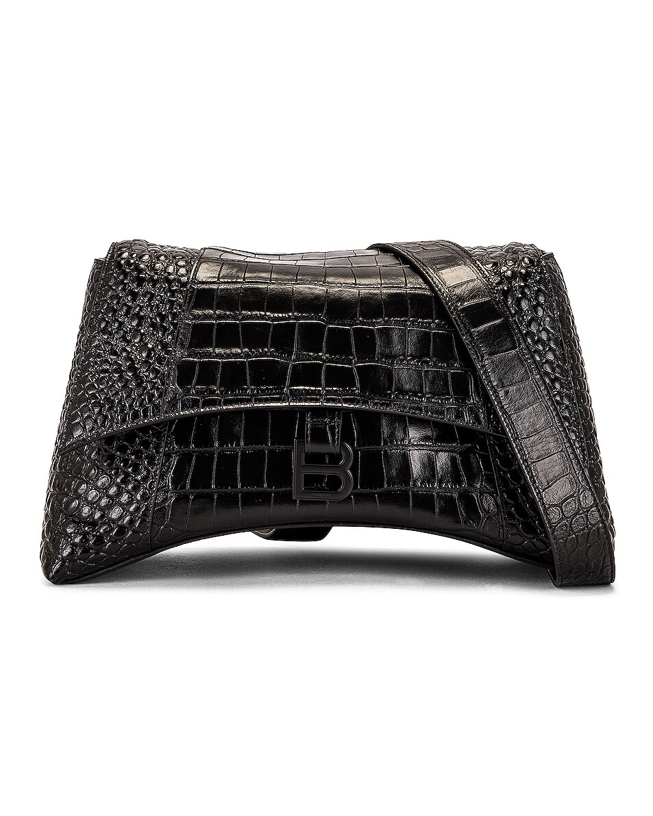 Image 1 of Balenciaga Medium Soft Hourglass Shoulder Bag in Black