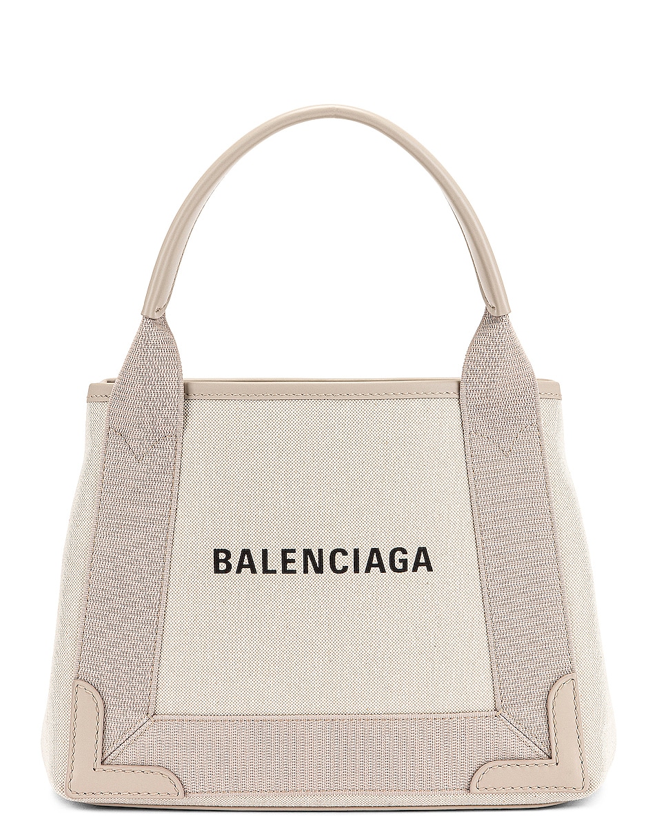 Image 1 of Balenciaga XS Navy Cabas Tote in Natural & Cold Beige