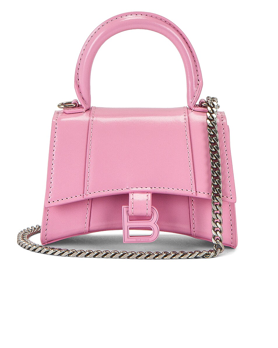 Image 1 of Balenciaga Mini Hourglass Top Handle Bag in Candy Pink
