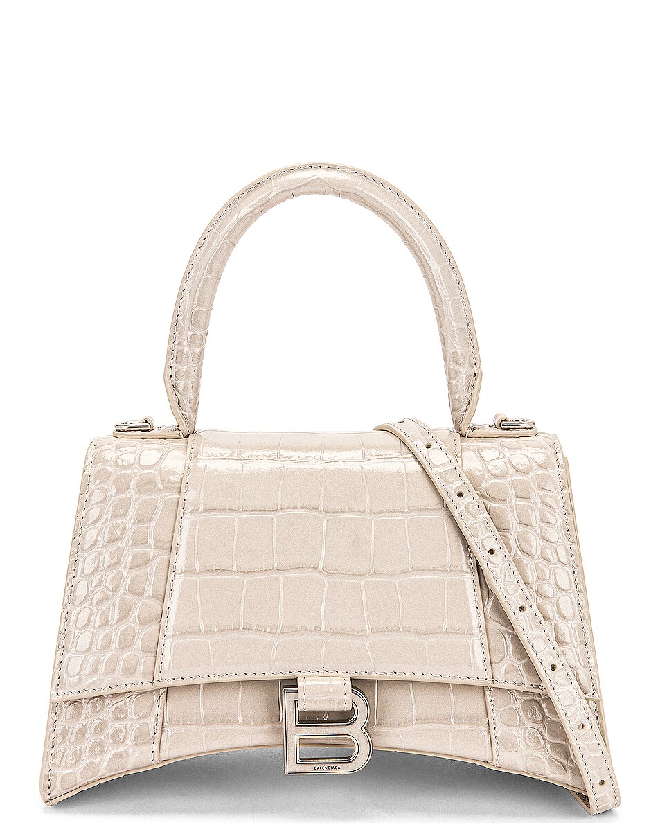 Image 1 of Balenciaga Small Hourglass Top Handle Bag in Cold Beige