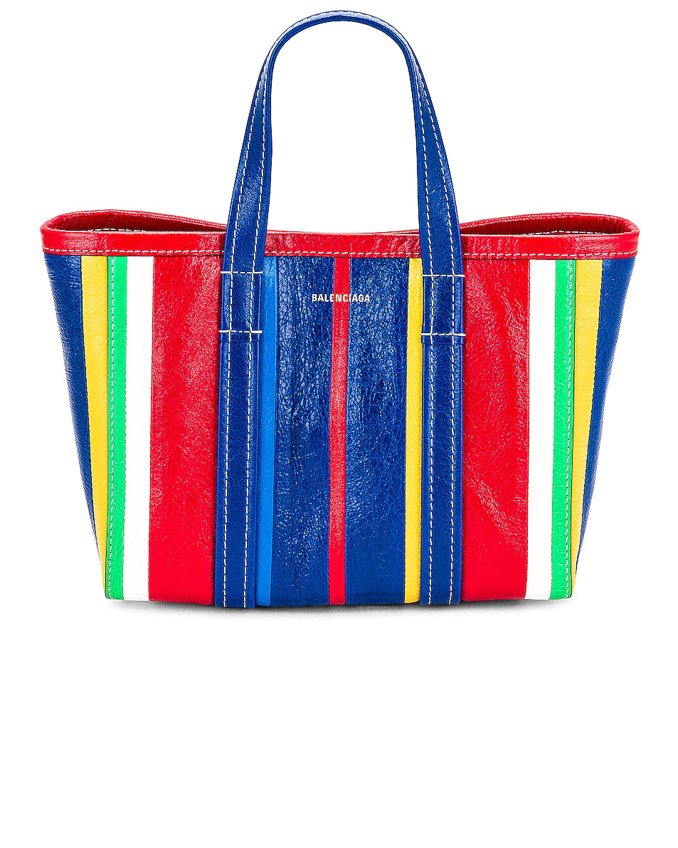 Image 1 of Balenciaga Small East West Barbes Tote Bag in Royal Blue & Multicolor