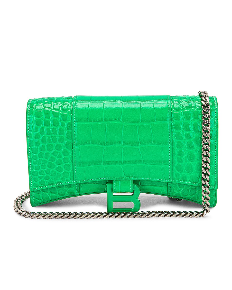 Balenciaga Hourglass Wallet on Chain Bag in Vivid Green FWRD
