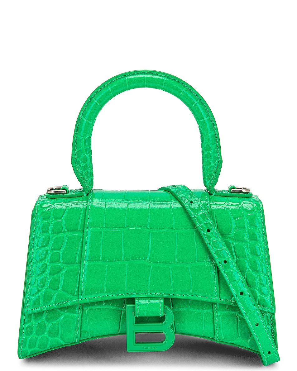 Image 1 of Balenciaga XS Hourglass Top Handle Bag in Vivid Green