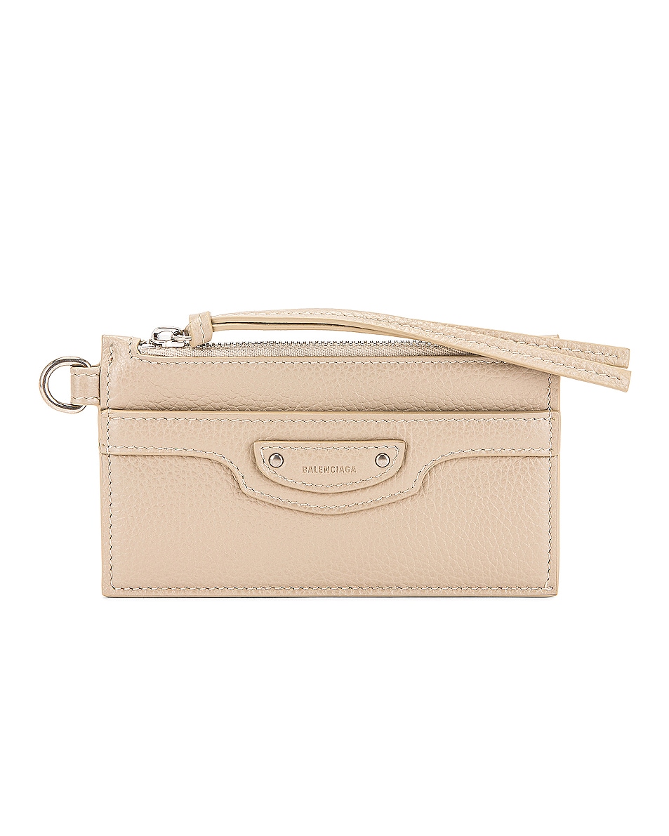 Image 1 of Balenciaga Neo Classic Card Case on Keychain in Taupe