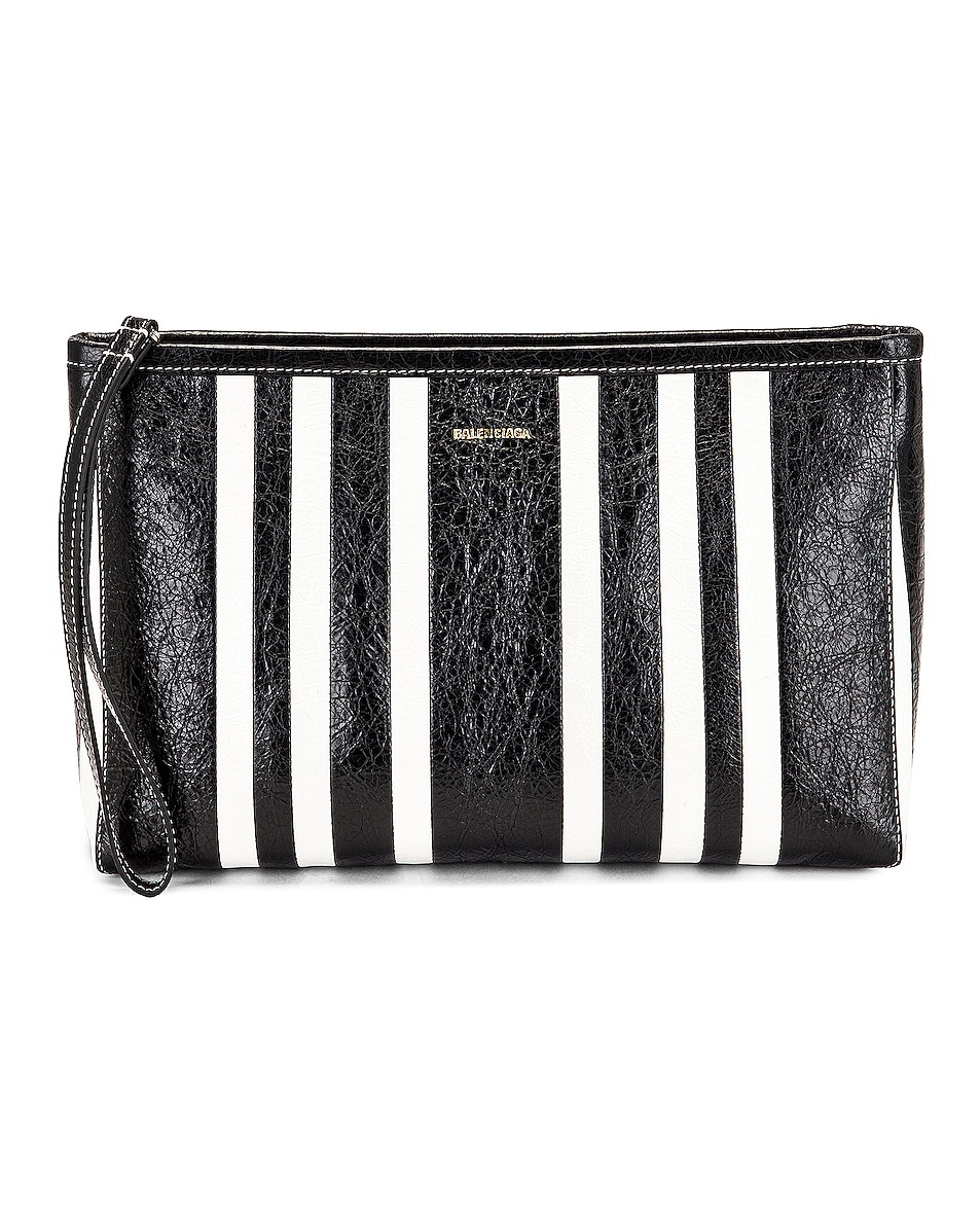 Image 1 of Balenciaga Large Barbes Pouch in Black & White