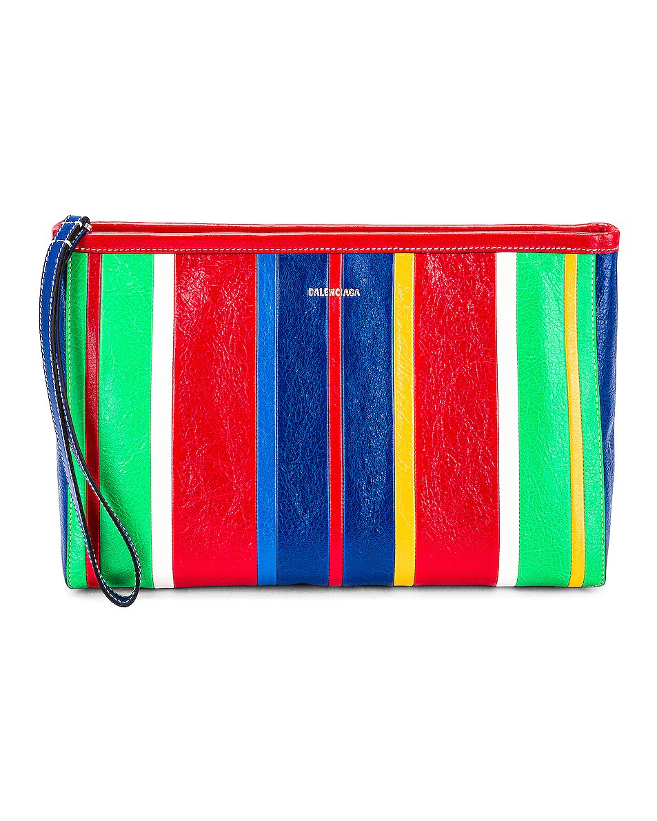 Image 1 of Balenciaga Large Barbes Pouch in Royal Blue & Multicolor