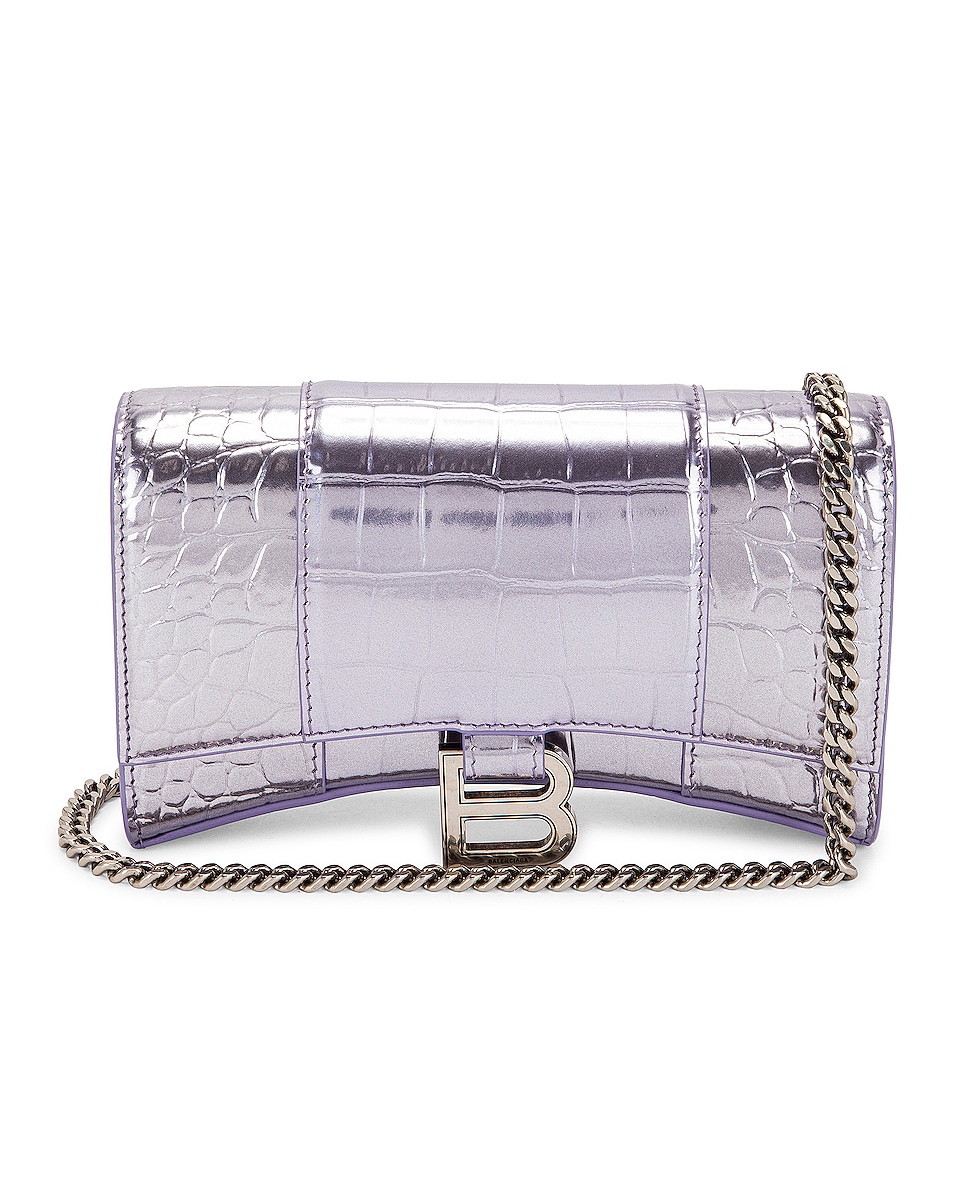 Image 1 of Balenciaga Hourglass Wallet on Chain Bag in Lilac