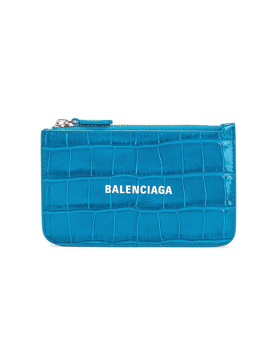Image 1 of Balenciaga Long Cash and Card Holder in Turquoise & Light White
