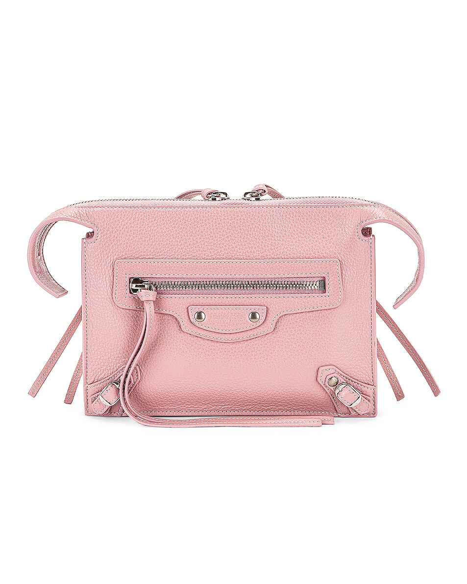 Image 1 of Balenciaga Neo Classic Multi Pocket Wallet on Strap in Powder Pink