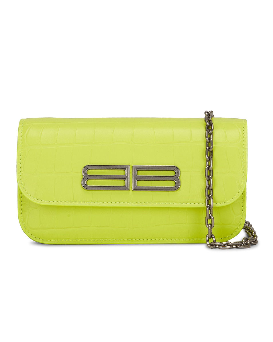 Image 1 of Balenciaga Gossip Wallet On Chain Bag in Fluo Yellow