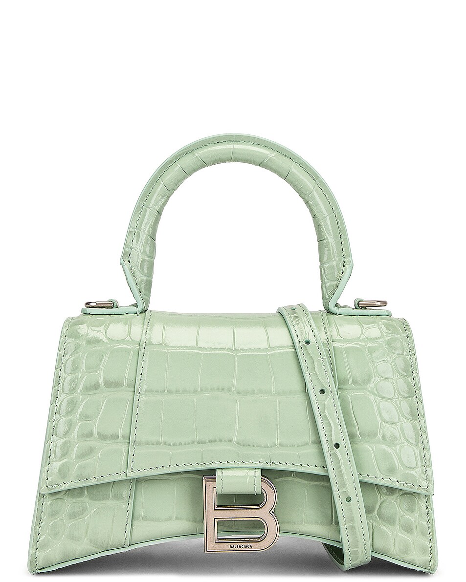 Balenciaga XS Hourglass Top Handle Bag in Light Green | FWRD
