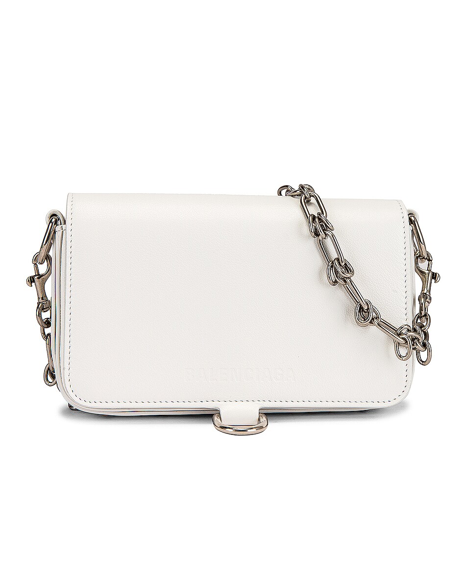 Image 1 of Balenciaga Bondag Wallet on Chain Bag in Optic White