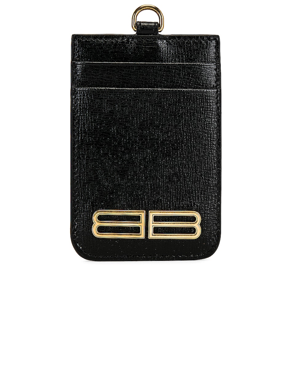 Image 1 of Balenciaga Gossip Card Holder with Strap in Black