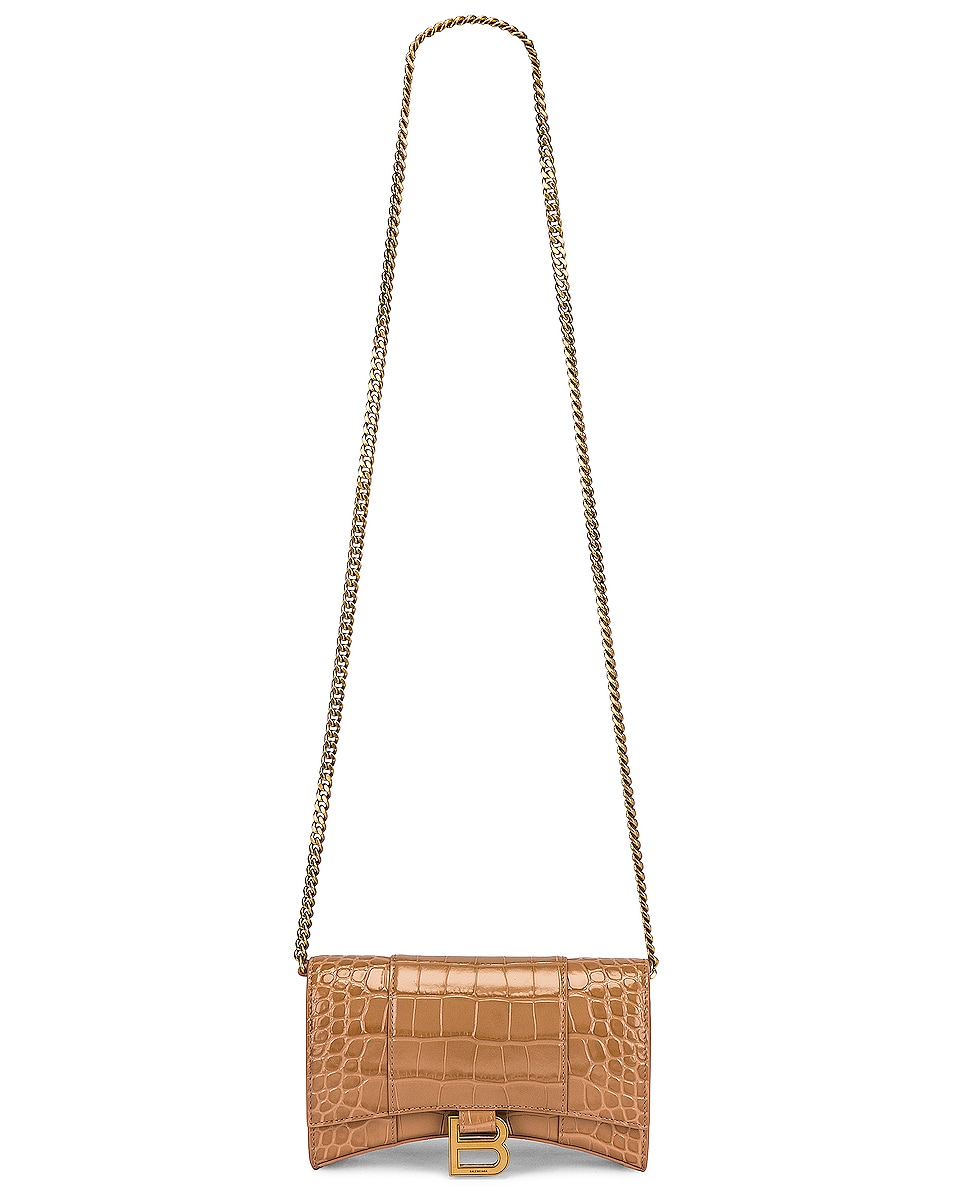 Image 1 of Balenciaga Hourglass Wallet on Chain Bag in Nude Beige