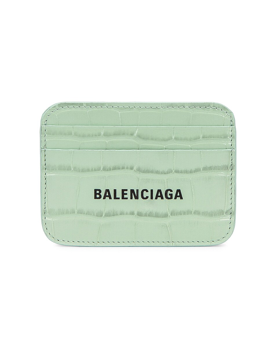 Image 1 of Balenciaga Cash Card Holder in Light Green & Black