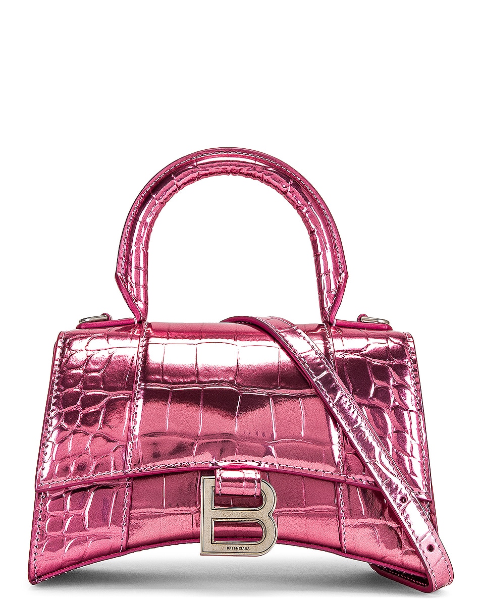 Image 1 of Balenciaga XS Hourglass Top Handle Bag in Pink