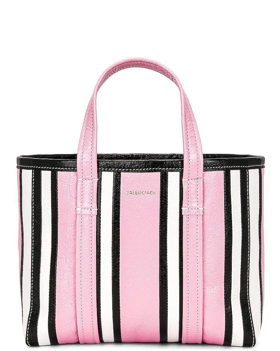 Image 1 of Balenciaga Small East West Barbes Tote Bag in Candy Pink & Black