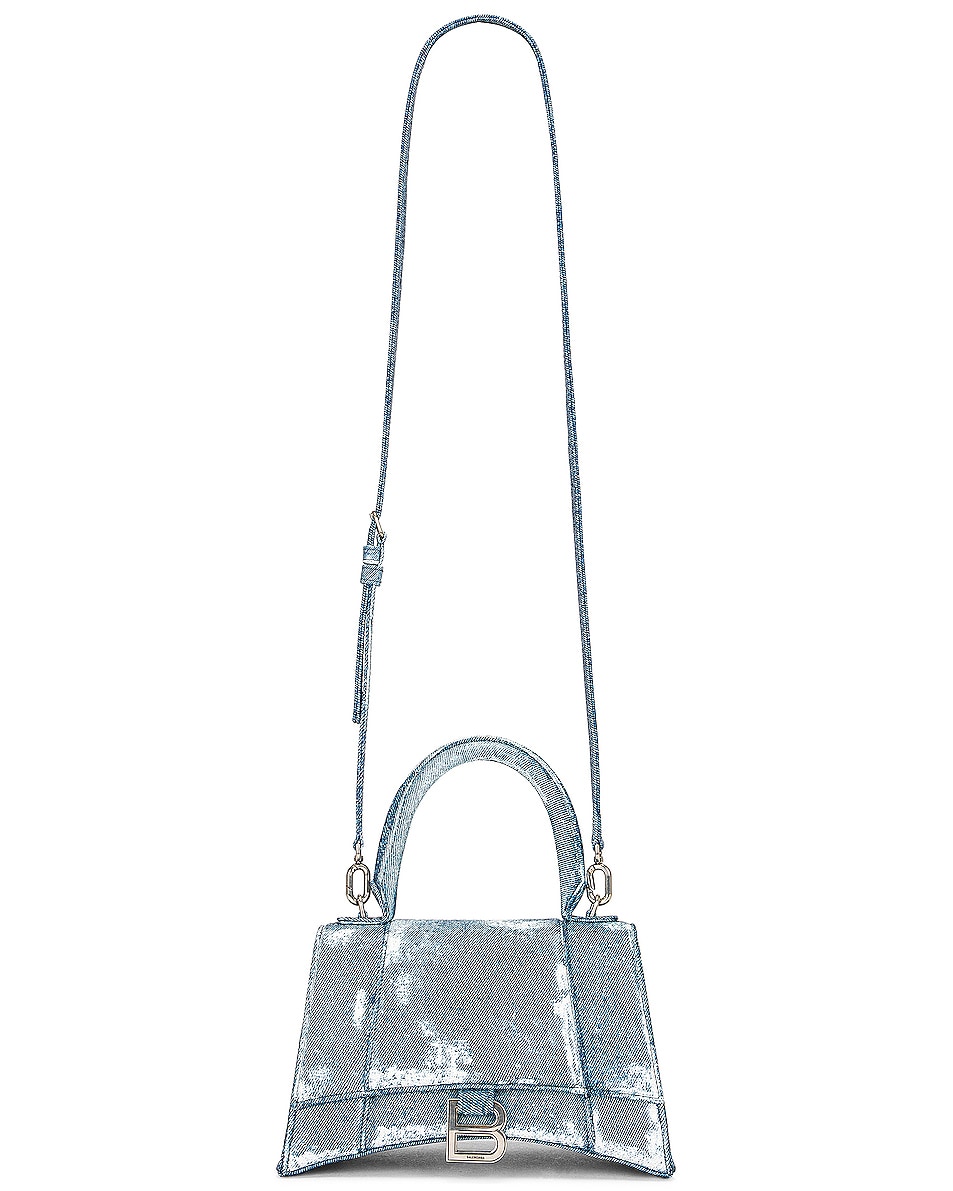 Image 1 of Balenciaga Small Hourglass Top Handle Bag in Denim Blue