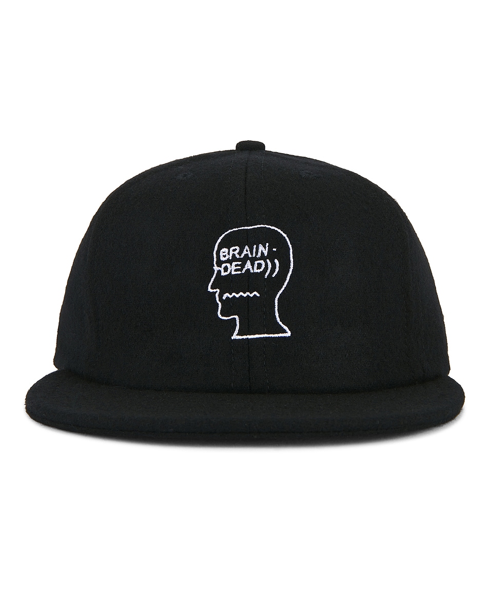 Image 1 of Brain Dead Flannel Logohead 6 Panel Hat in Black