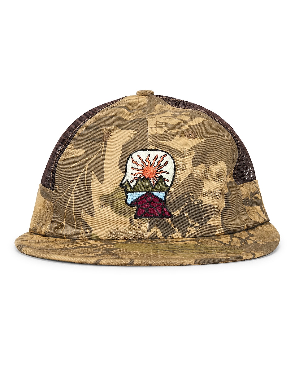 Image 1 of Brain Dead Mesh Panel Logohead Hat in Leaf Camo