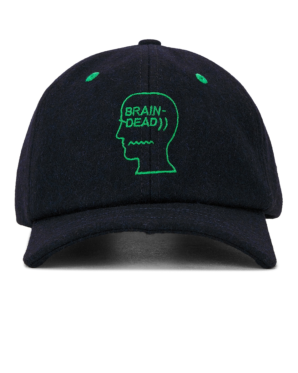 Image 1 of Brain Dead Batwing Logohead Flannel Hat in Navy