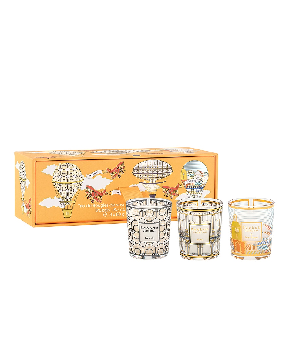 Image 1 of Baobab Collection Brussels Roma Saint Tropez Trio Travel Candles in 