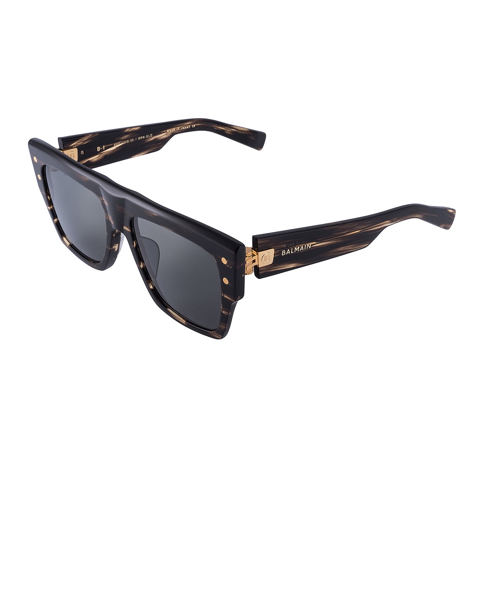 Image 2 of BALMAIN B-I Flat Top Sunglasses in Tortoise & Gold