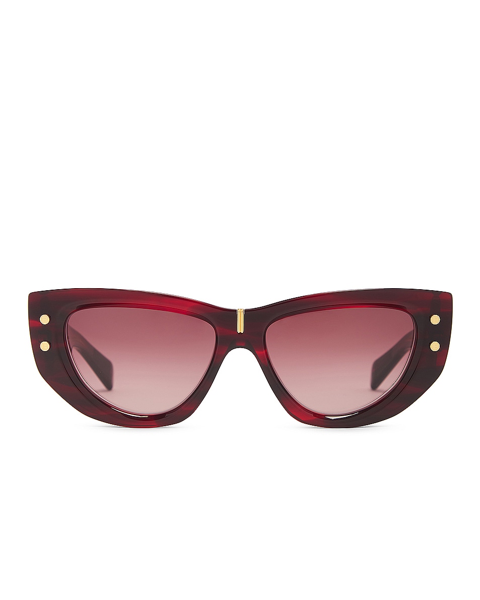 Image 1 of BALMAIN B-muse Sunglasses in Red Swirl & Gold