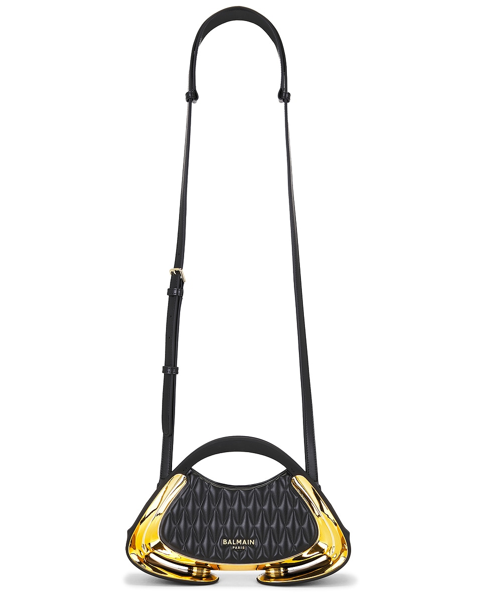 Image 1 of BALMAIN Jolie Madame Small Paded Faux Leather Purse in Noir