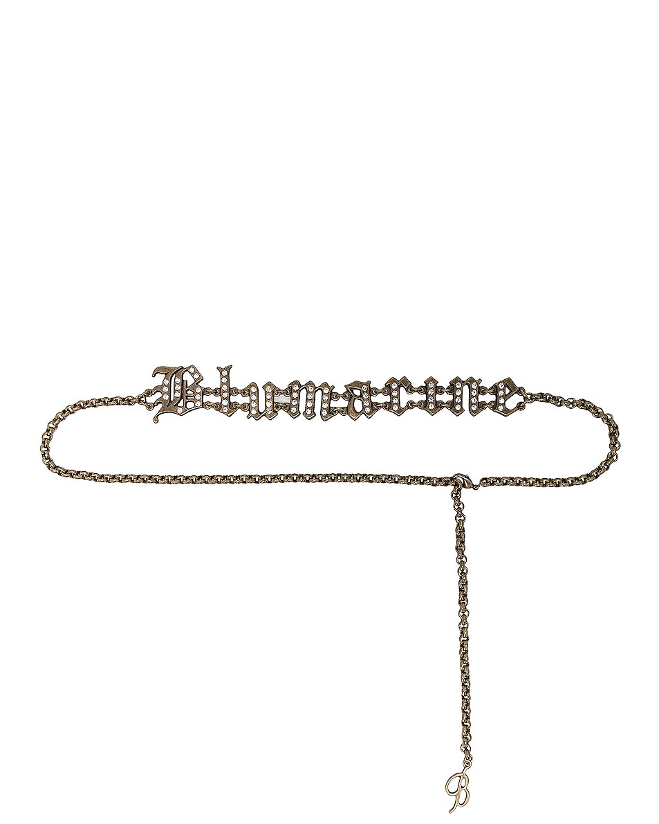 Image 1 of Blumarine Logo Chain Belt in Ottone Vecchio & Cryst